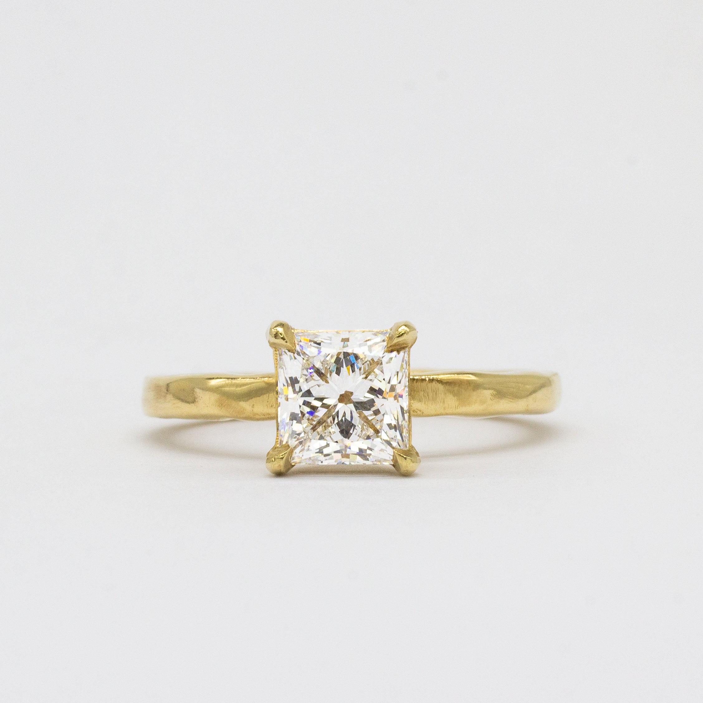 Princess Cut Diamond Solitaire Organic Engagement Ring