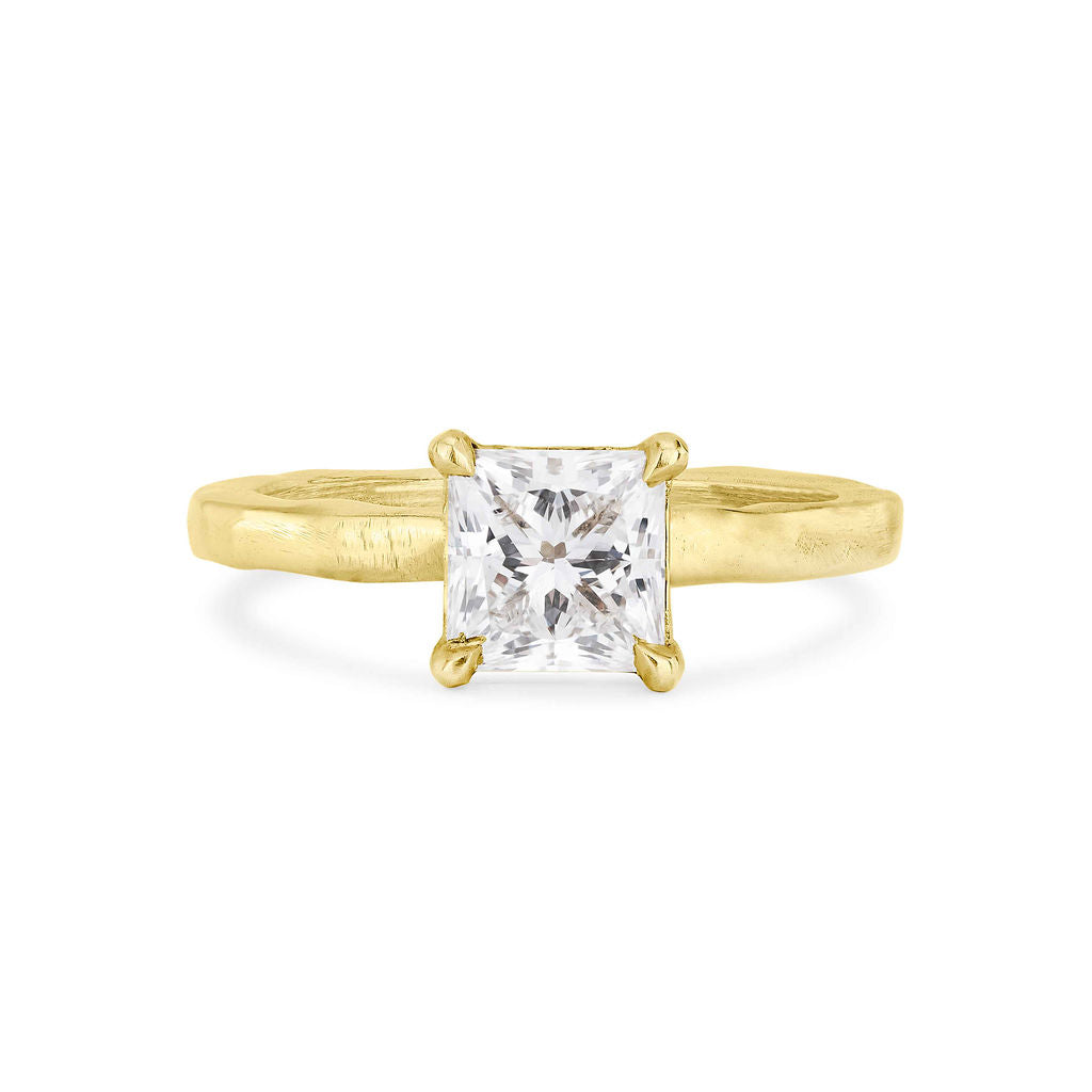 Princess Cut Diamond Solitaire Organic Engagement Ring