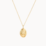 Gold sagittarius necklace with a pendant on a white background