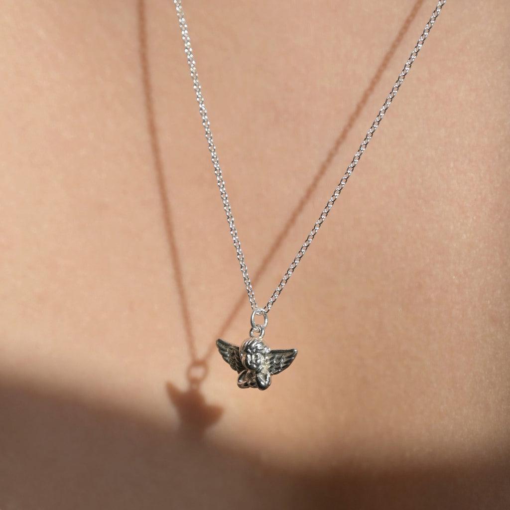 Silver Cherub Pendant Necklace