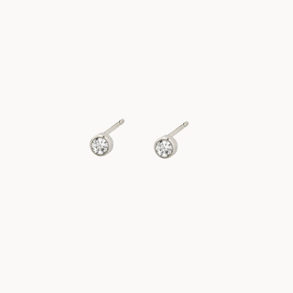 Silver Dainty Gemstone Stud Earrings