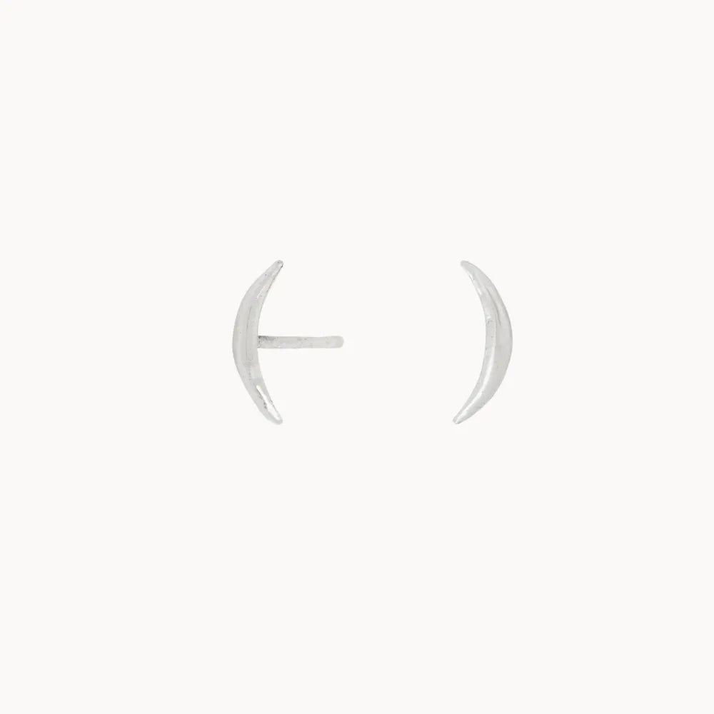 Silver Dainty Eclipse Stud Earrings