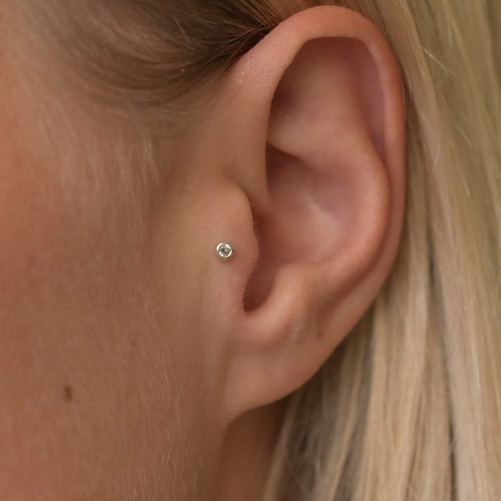 Silver Delicate Diamond Tragus Stud