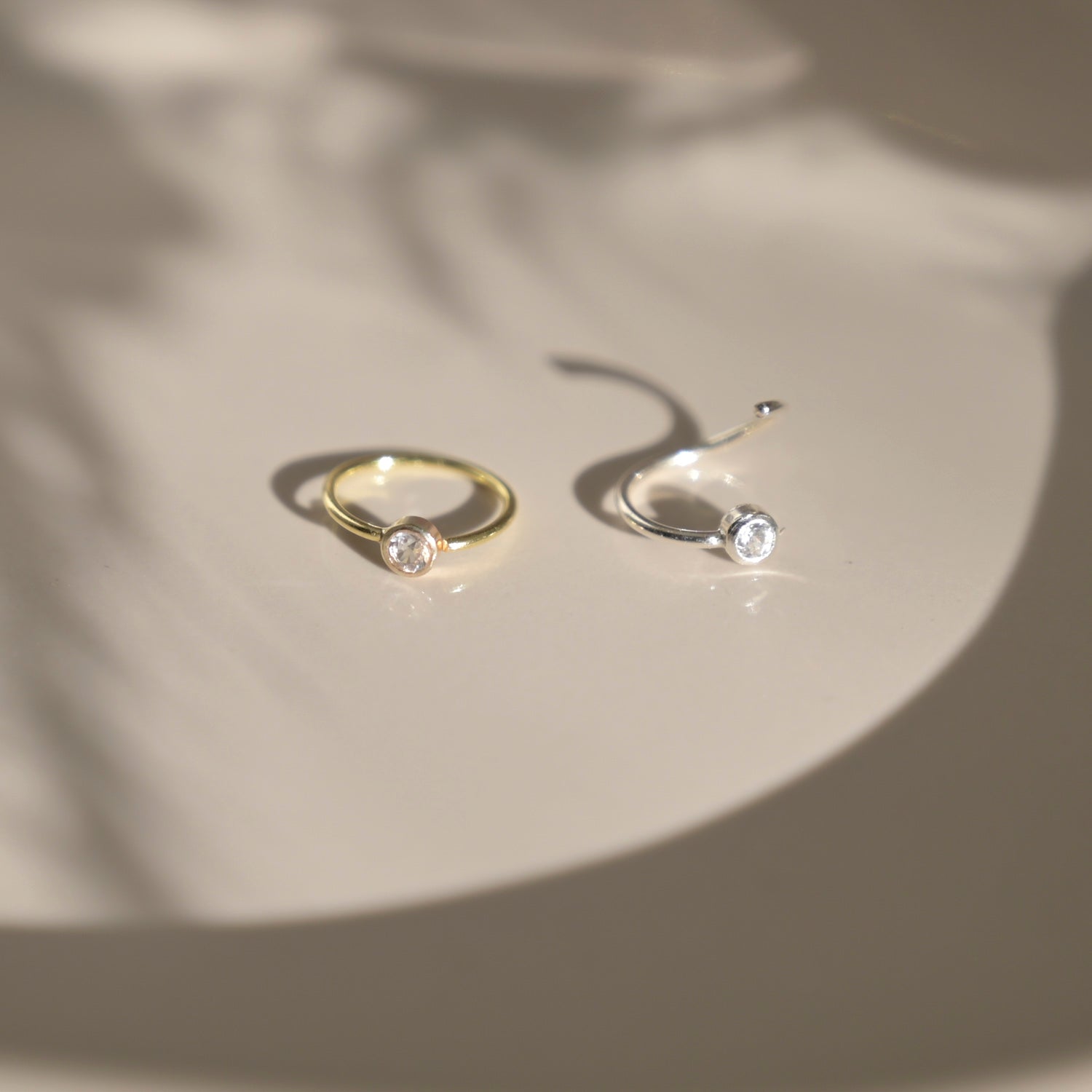 Silver Diamond Cartilage Helix Hoop Earrings