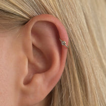 Silver Diamond Cartilage Helix Hoop Earrings