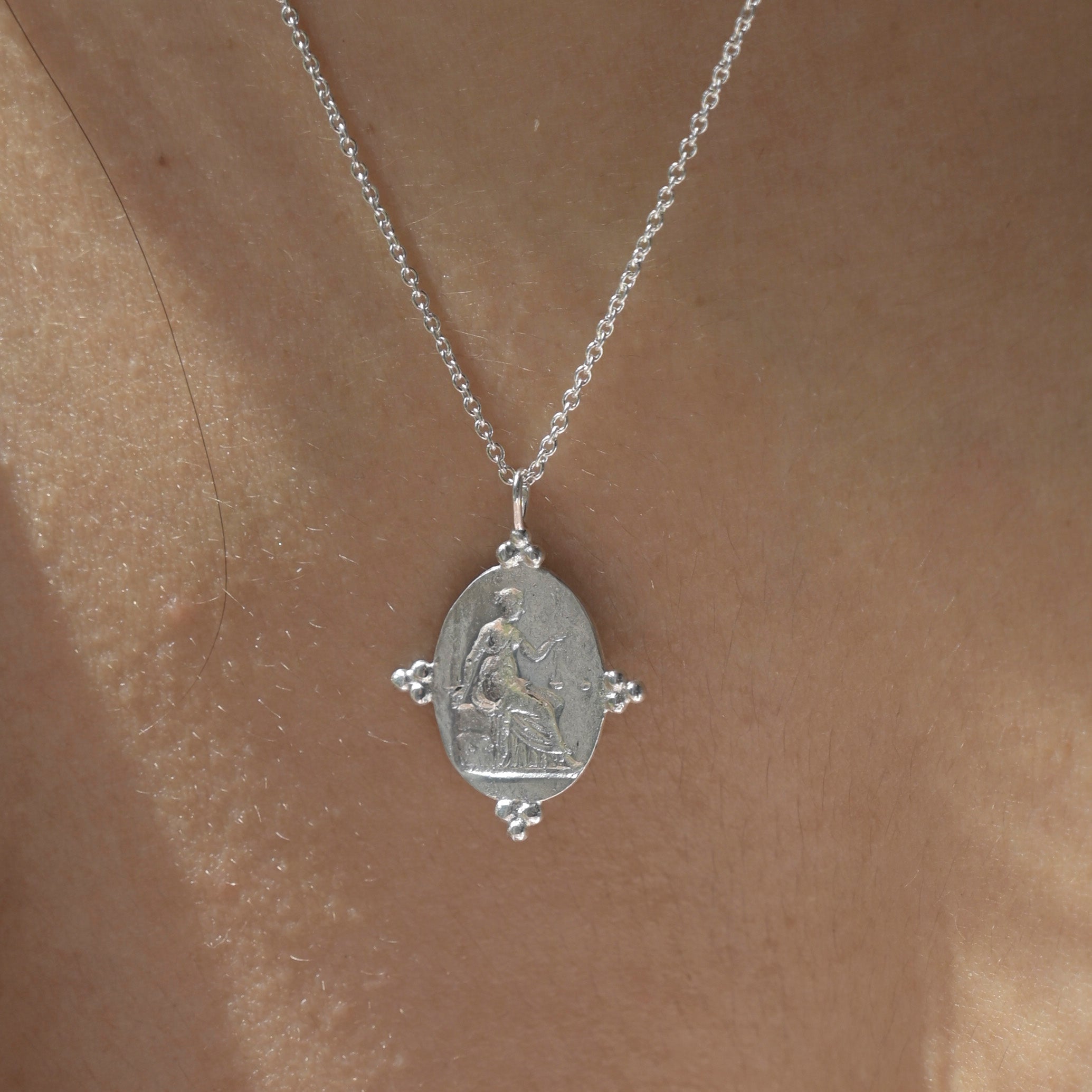 Silver Goddess Themis Pendant Necklace
