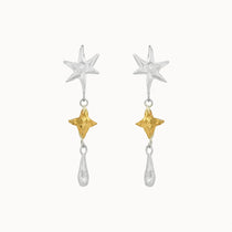 Silver & Gold Shooting Star Dangle Earrings