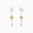 Silver & Gold Shooting Star Dangle Earrings