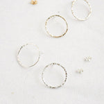 Silver Hammered Large Circle Stud Earrings