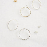Silver Hammered Large Circle Stud Earrings