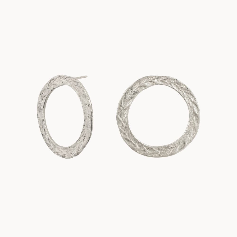 Silver Laurel Wreath Stud Earrings