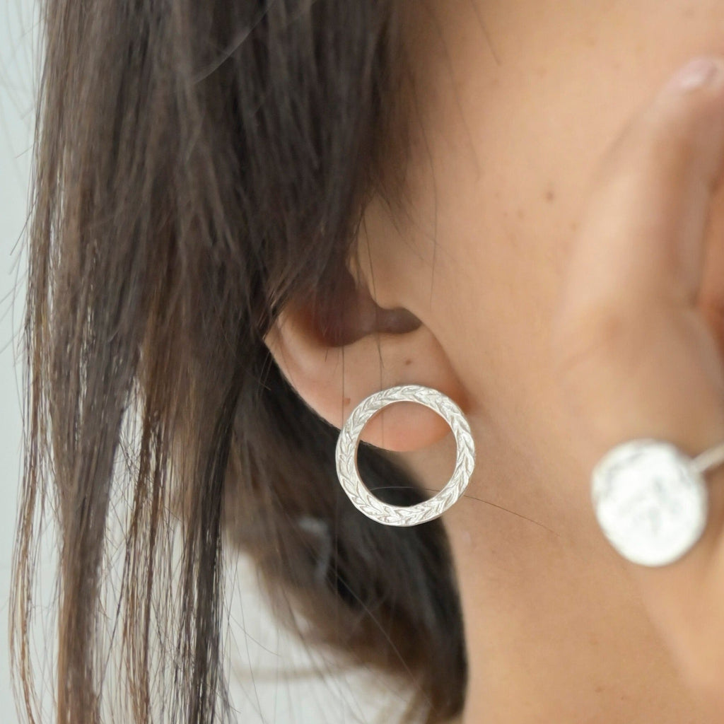 Silver Laurel Wreath Stud Earrings