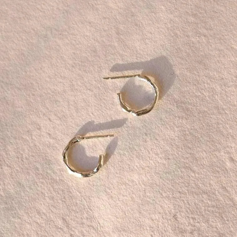 Silver Mini Organic Hoop Earrings