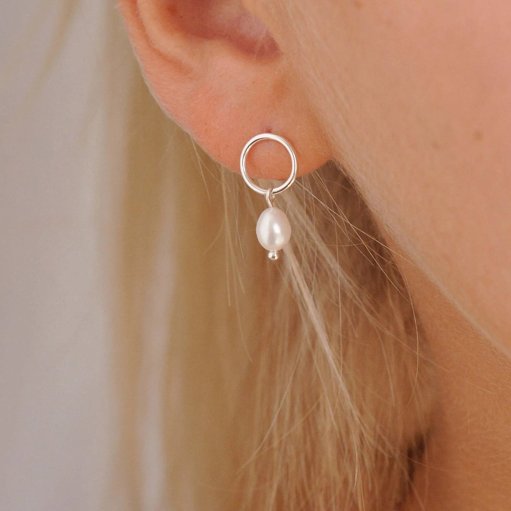 Silver Minimal Pearl Studs
