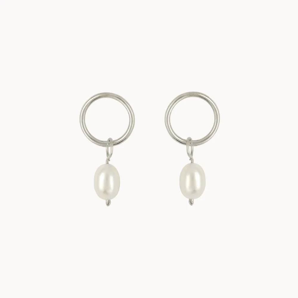 Silver Minimal Pearl Studs