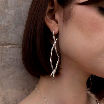 Silver Organic Curved Stud Earrings