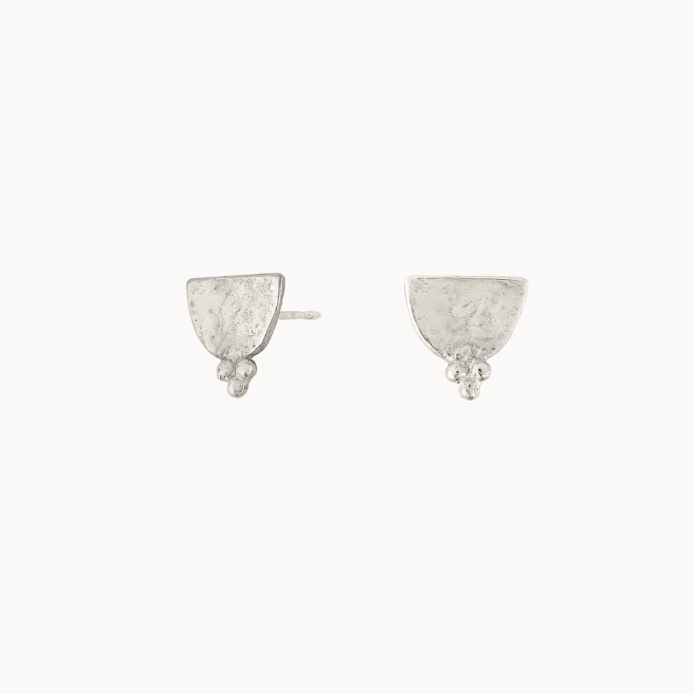 Silver Ornate Dainty Stud Earrings