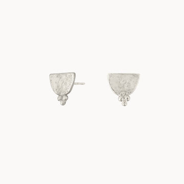 Silver Ornate Dainty Stud Earrings