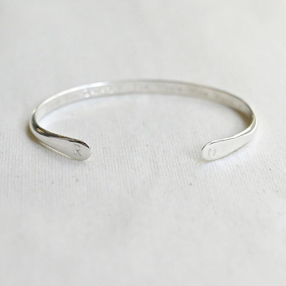 Silver Personalised Cuff Bangle