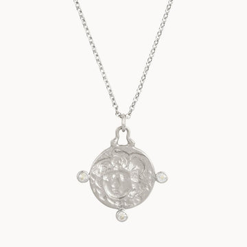 Silver Personalised Medusa White Sapphire Pendant Necklace