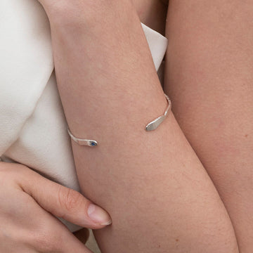 Silver Personalised Organic "Something Blue" Cuff Bangle