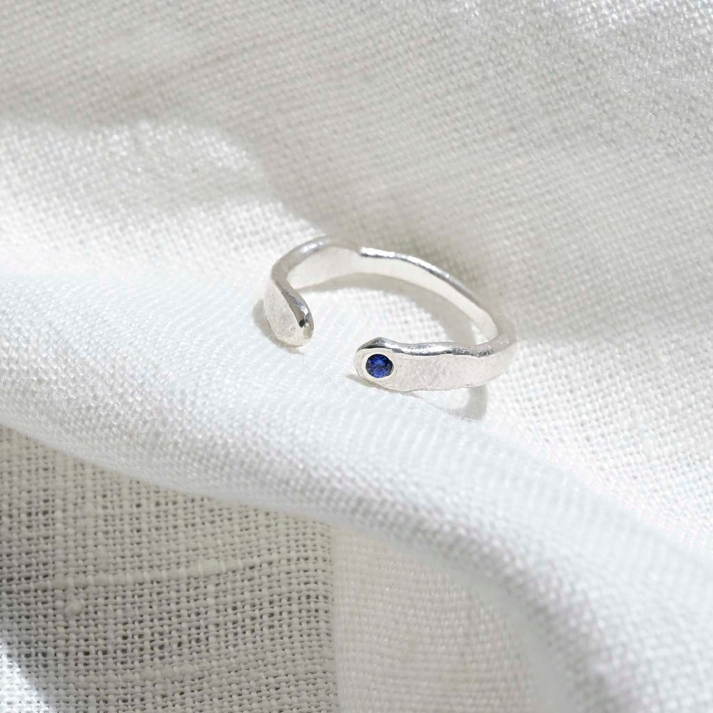 Silver Personalised Organic "Something Blue" Open Ring