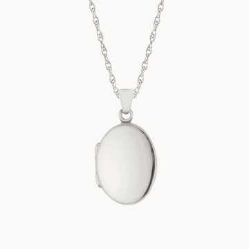 Silver Personalised Oval Locket Necklace