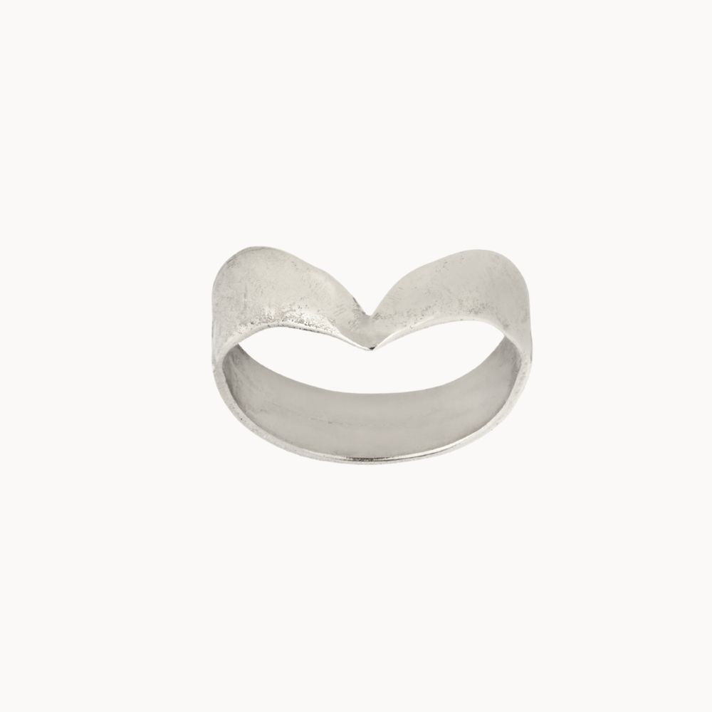 Silver Pointed Organic Crescent Ring