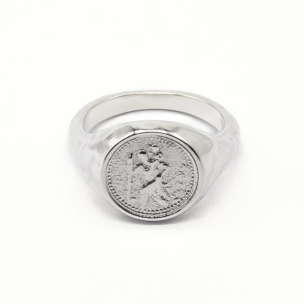 Silver St Christopher Signet Ring: Recycled Silver | Wild Fawn
