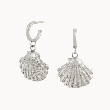Silver Seashell Hoop Earrings
