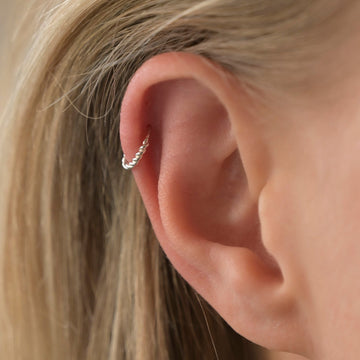 Silver Twisted Cartilage Helix Hoop Earring