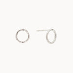 Silver Hammered Small Circle Stud Earrings-Earrings-Wild Fawn Jewellery