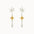 dangle earrings with silver and gold star shaped pendants on a white background