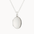 silver oval locket necklace against a white background