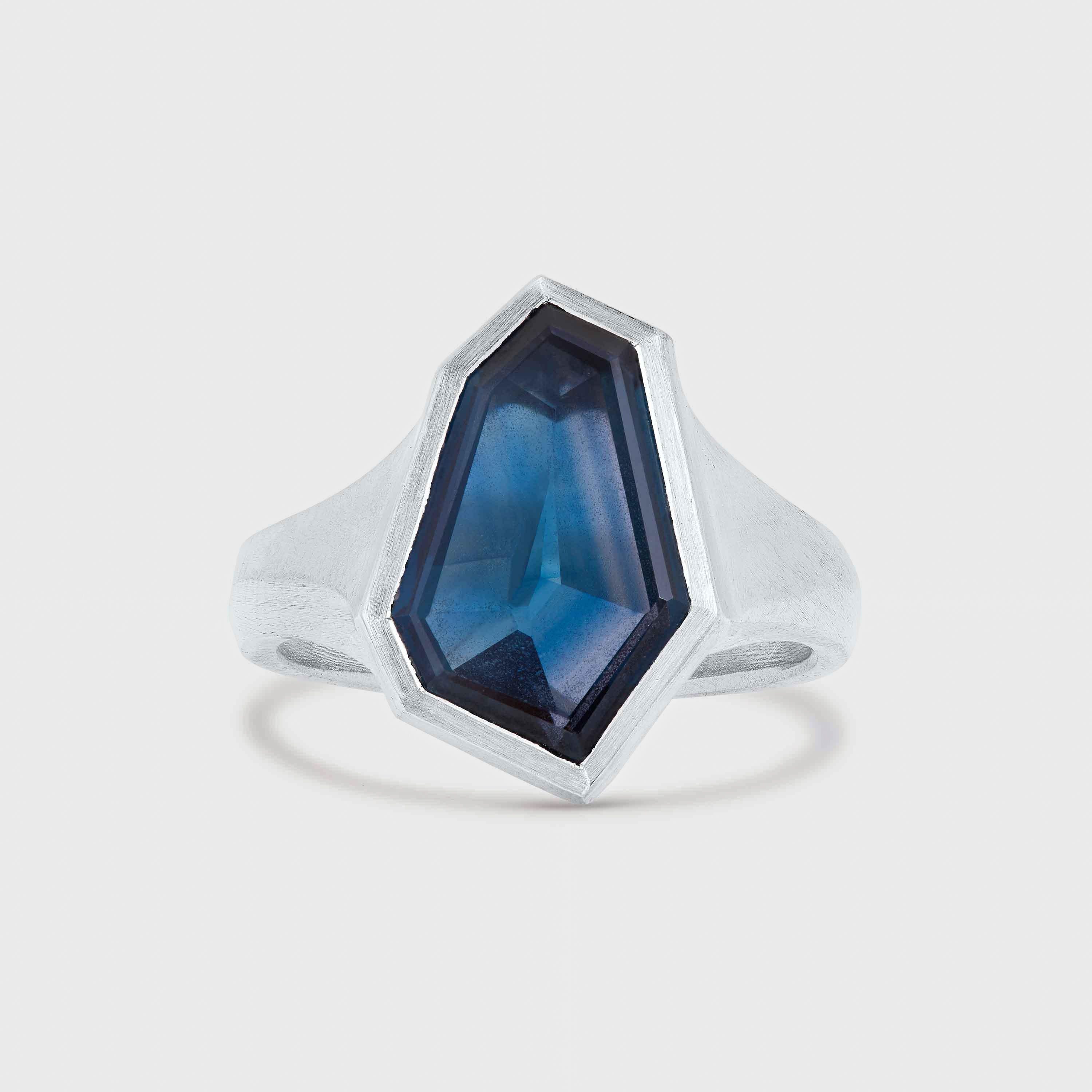 Statement 18ct White Gold Kite Sapphire Engagement Ring