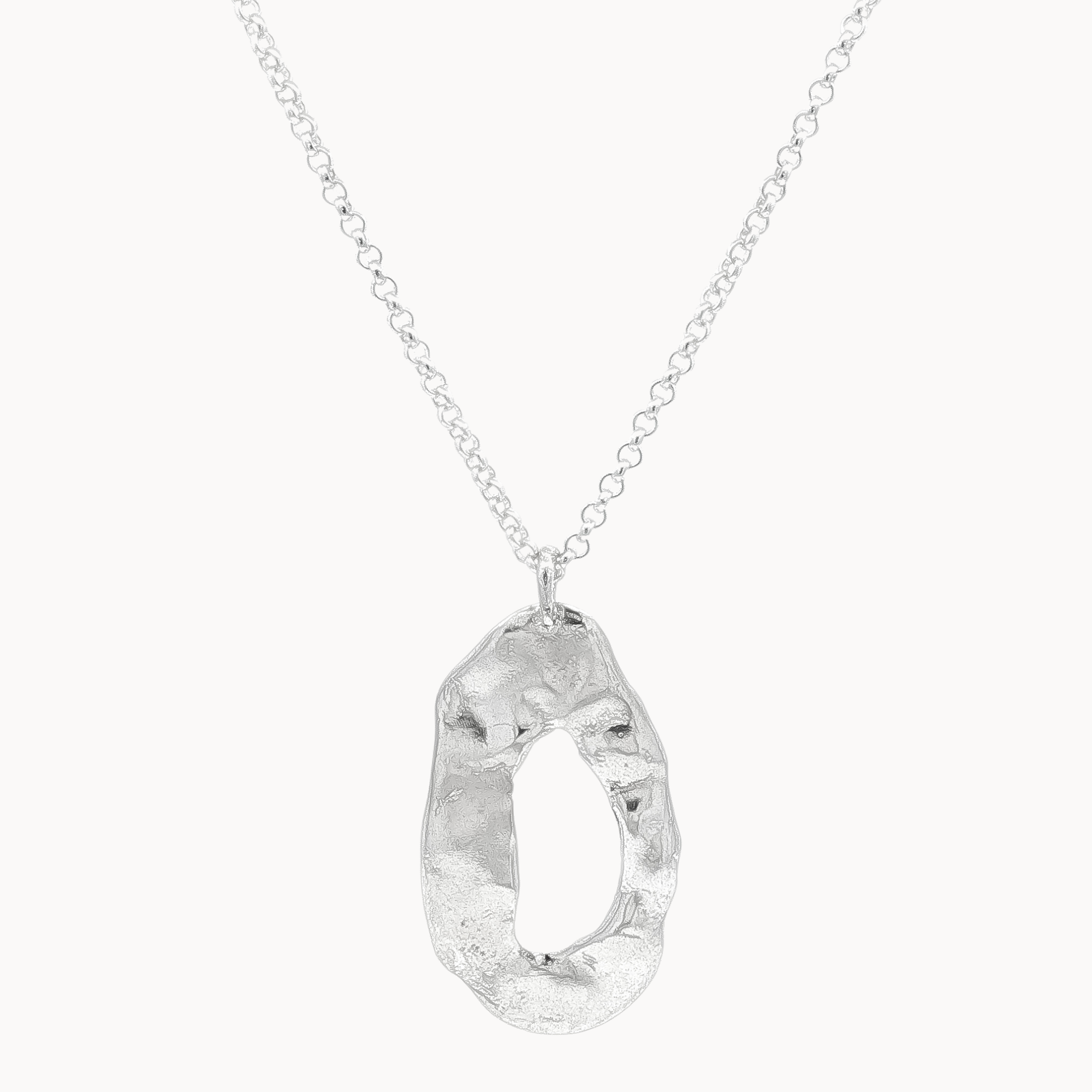 Silver Statement Organic Oval Necklace-Necklaces-Wild Fawn Jewellery