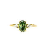 1ct Oval Green Diamond Trilogy Engagement Ring-Engagement Rings-Wild Fawn Jewellery