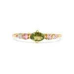 9ct Gold Green Tourmaline Marquise Delicate Engagement Ring on a white background