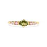 9ct Gold Green Tourmaline Marquise Delicate Engagement Ring on a white background