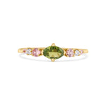 9ct Gold Green Tourmaline Marquise Delicate Engagement Ring on a white background