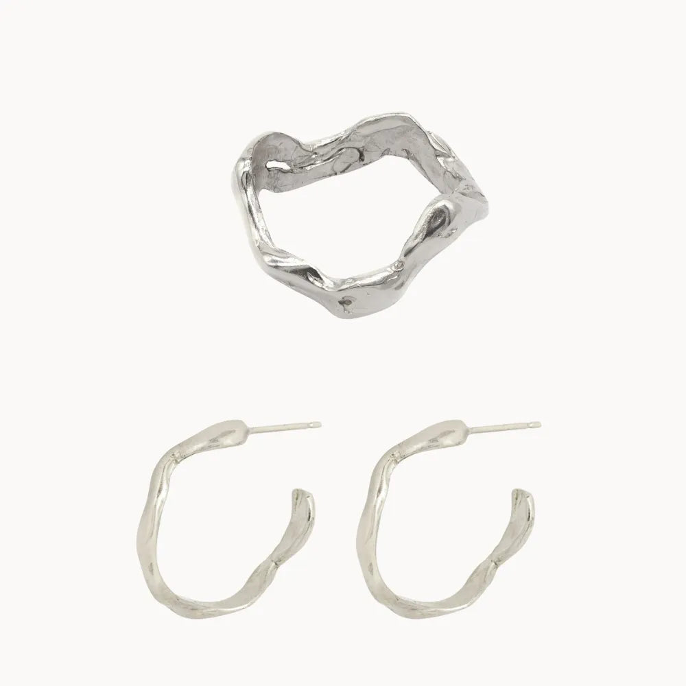 The Wave Jewellery Set - Silver-Wild Fawn Jewellery