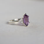 White Gold Amethyst Engagement Ring with Trillion Diamonds