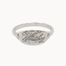 A silver signet ring with a textured oval face featuring the engraved script word 'Worthy', shown on a plain white background.