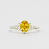 Yellow Sapphire and Lab Grown Diamond Engagement Ring