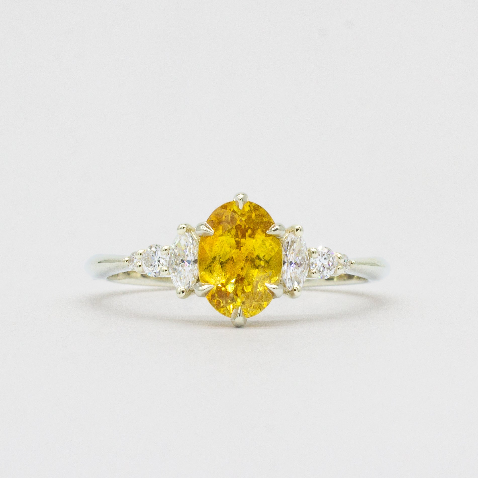 Yellow Sapphire and Lab Grown Diamond Engagement Ring