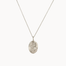 silver aquarius necklace with engraved design on a white background