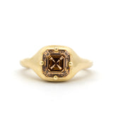 Asscher Cut Brown Diamond Engagement Ring with Compass Setting-Engagement Rings-Wild Fawn Jewellery