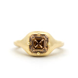 Asscher Cut Brown Diamond Engagement Ring with Compass Setting-Engagement Rings-Wild Fawn Jewellery