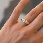 Signet Band Ring with Sun-Set Bezel Lab-Grown Diamond-Engagement Rings-Wild Fawn Jewellery