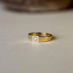 Signet Band Ring with Sun-Set Bezel Lab-Grown Diamond-Engagement Rings-Wild Fawn Jewellery
